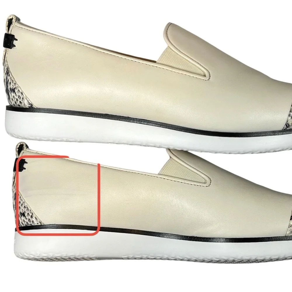 Cole Haan Grand Ambition Slip On Loafers Ivory Snakeskin Toe Womens‎ 7B